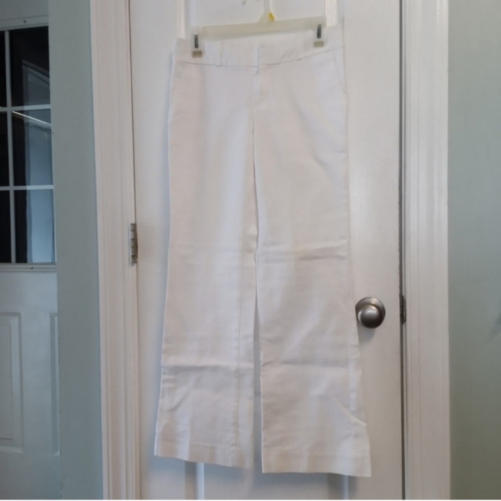 Banana Republic Women's White Wide Leg Pants 4S Martin Fit Career Office